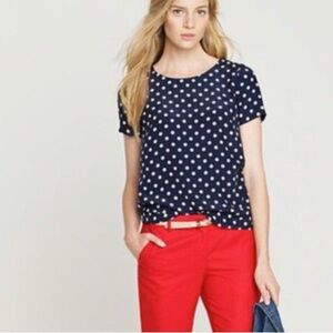 J. Crew Black & White Polka Dot Short Sleeve Top Women Size XS